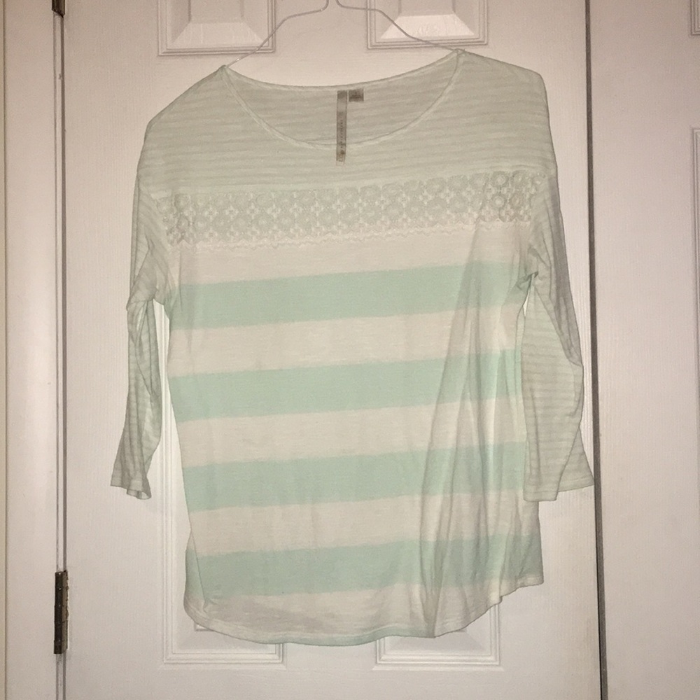 Lace detail striped shirt